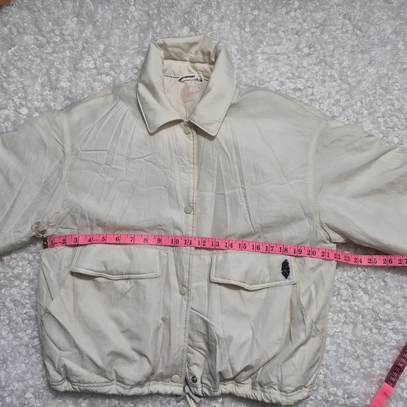 EUC Free People Off The Bleachers Coaches Jacket Size S Sea Salt Coastal Cruise - Picture 15 of 16